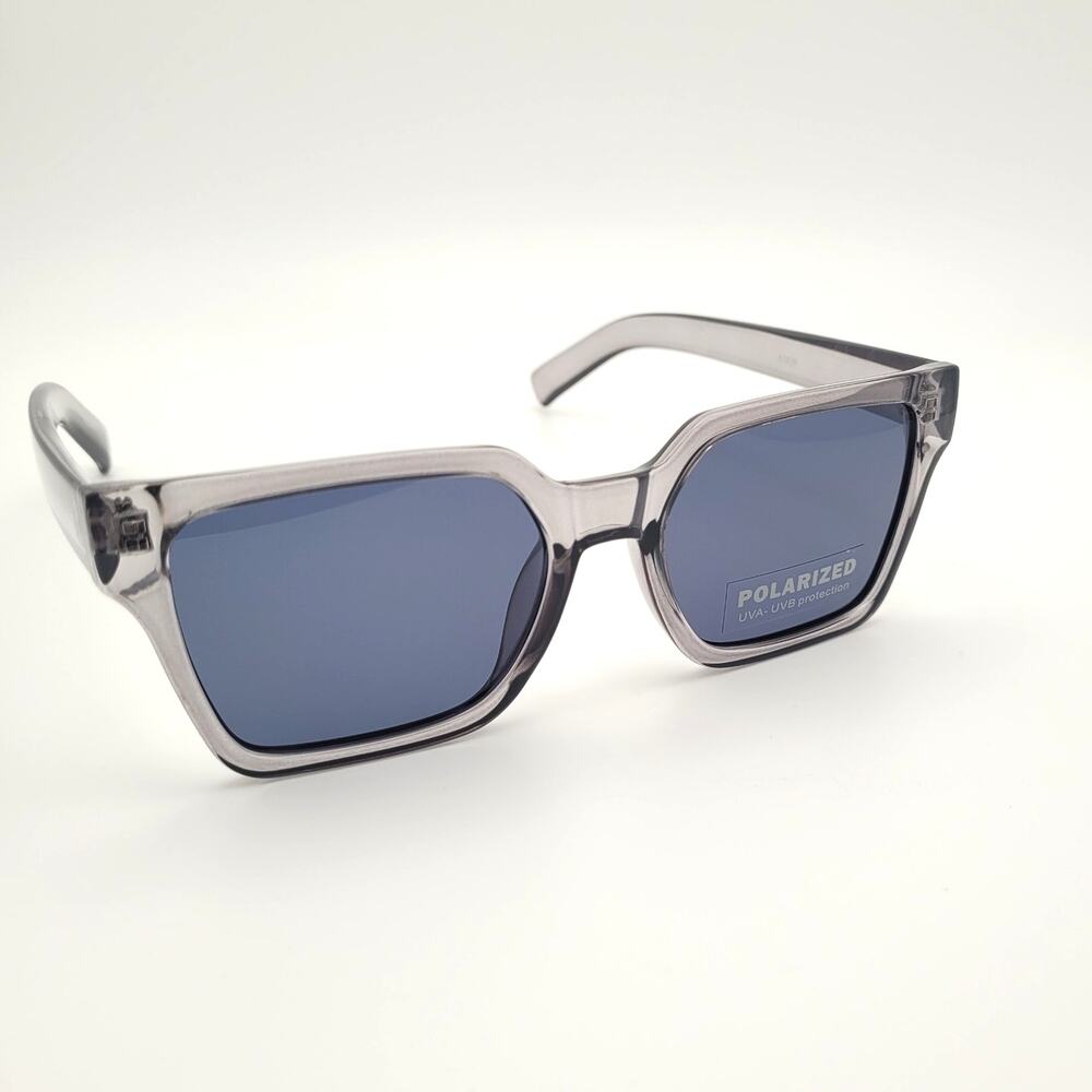 Gray Angular Rectangle Sunglasses Oversized Statement Shades New Polarized